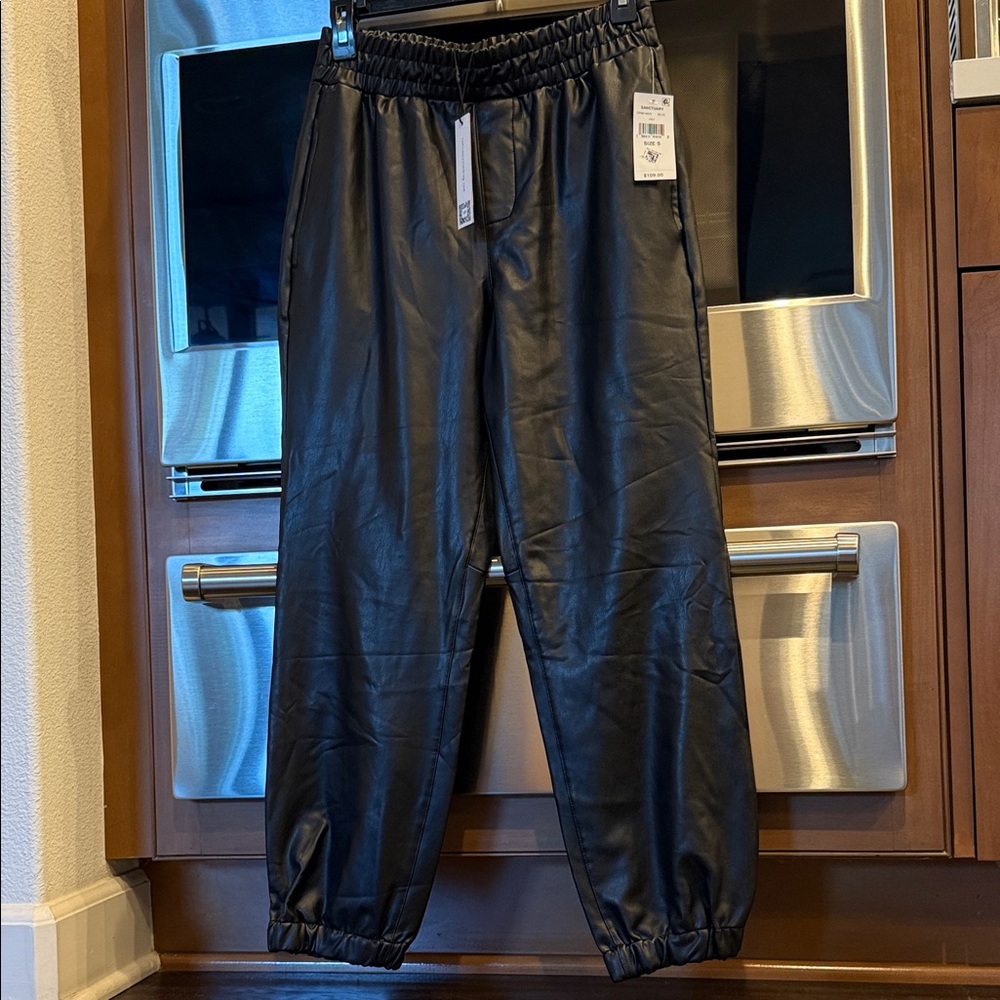 Sanctuary Black Faux Leather Joggers